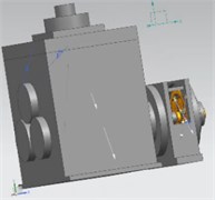 ADAMS model: a) gearbox, b) internal meshing gear, and c) torsional dynamic model