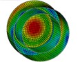Deformations and stress distributions of the cylinder at each instant along ox-z section