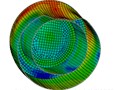 Deformations and stress distributions of the cylinder at each instant along ox-z section