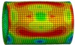 Deformations and stress distributions of the cylinder at each instant