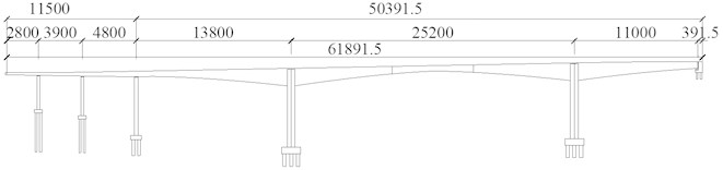 Schematic diagram of the bridge elevation (unit: cm)
