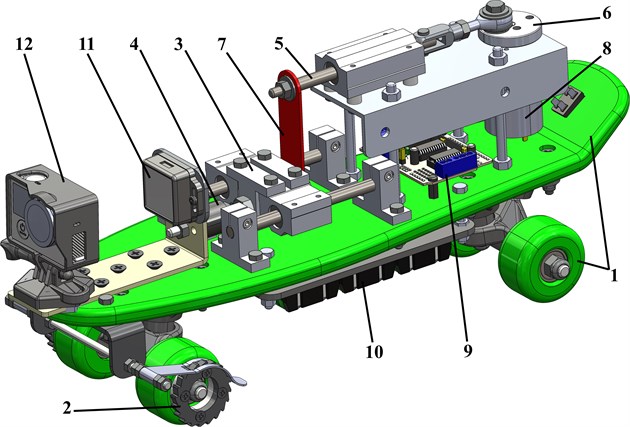 Design diagram of the wheeled vibration-driven robot