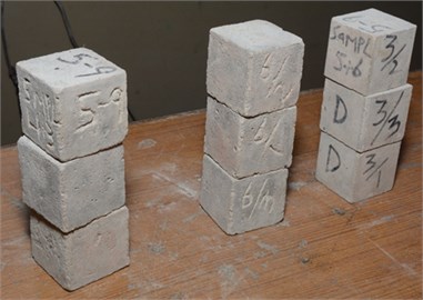 Cement blocks ready  for compressive strength test