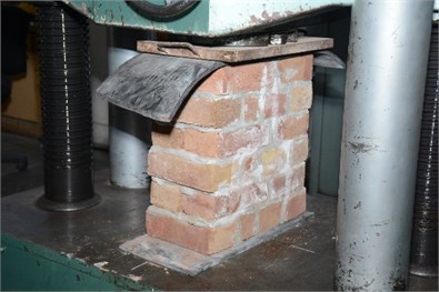 English bond brick column being tested  for compressive strength