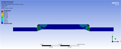 Mises stress field distribution of rubber cylinder