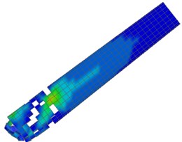 Numerical simulation process of chimney collapse