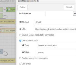 Deployment of STT in Node-RED