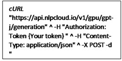 NLPcloud request in the Node-RED exec-node and its response