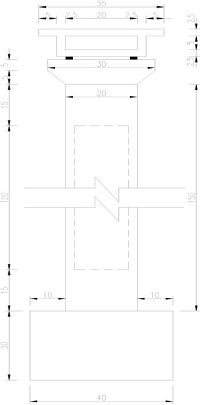 Design and dimensions of the components of the bridge (units: cm)