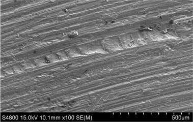 Micro wear morphology of the sample (15 h continuous friction, 2.0 MPa, 15 m/s)