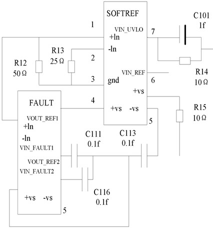 Module relationship diagram of fault logic circuit and soft reference circuit