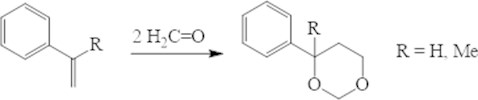 Condensation of styrene and its analogue with formaldehyde