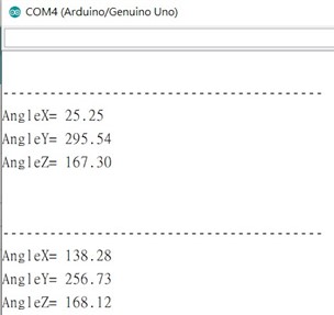 Angles calculated by data measured using MPU-6050