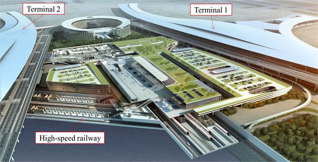 High-speed railway underpassing airport. (Note: The picture shown in Fig. 1 is provided  by China Railway Eryuan Engineering Group Co. Ltd.)