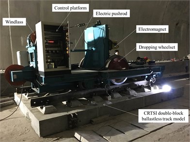 Wheel-drop device and track model inside tunnel. (Note: The photo was taken  by Dai Feng in the tunnel of the Chengdu-Zigong high-speed railway  at the Tianfu International Airport in November 2020)