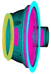 Finite element model of the shared bearing bore