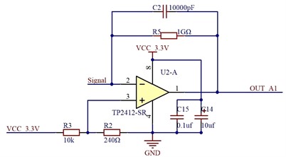 Schematic diagram of charge  amplifier module
