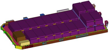 Finite element model of power battery pack (upper shell is hidden)
