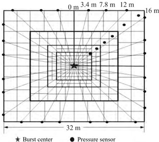 Optimized layout structure of blast wave pressure sensor in explosion field