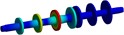 Natural frequencies and Modal shapes of the driveshaft-Geislinger coupling-driveshaft system