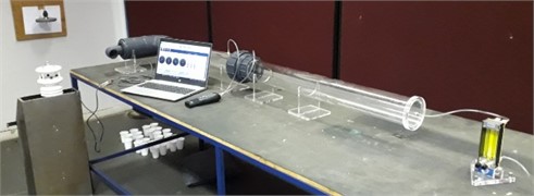 Airflow resistivity experimental setup taken in September 2022  by RK Dunne in the sound and vibration lab at TUT
