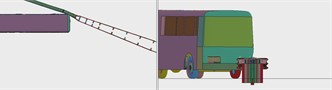 Finite element model of vehicle crashing barrier at the position 2 m from the midpoint to the end
