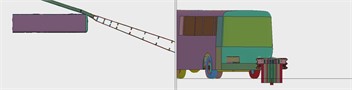 Driving process of a medium-sized passenger car crashing the barrier  at the position 2 m from the midpoint to the end