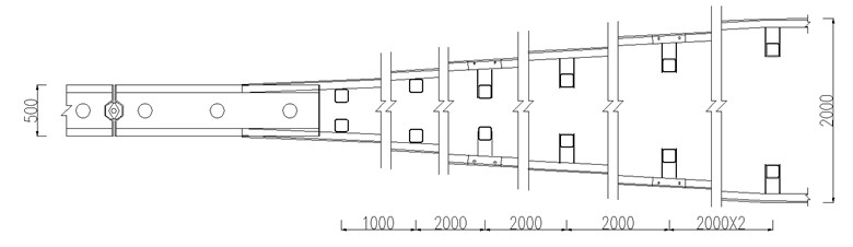 Structural design of transition section of barriers