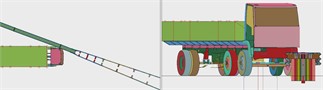 Driving process of a small freight car crashing the barrier  at the position 2 m from the midpoint to the end