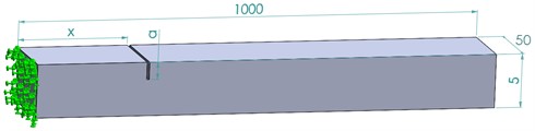 Main dimensions of the cantilever beam
