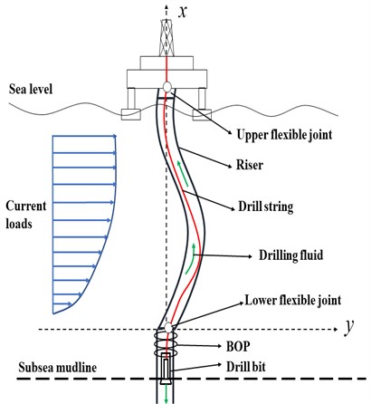 The schematic diagram of an offshore platform riser