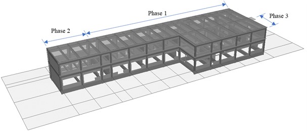 Building model and structure layout: a) building model; b) structure layout
