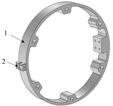 Schematic diagram of Carbon brush and ring structure model: 1 – ring structure; 2 – carbon brush