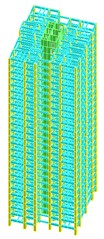 Three-dimensional model of conventional frame-core tube structure