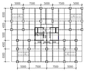 Three-dimensional model of conventional frame-core tube structure