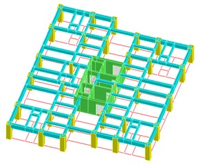 Three-dimensional model of conventional frame-core tube structure