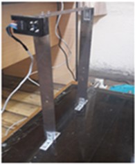 a) Location of the module at node 2 – undamped gantry, b) graph obtained from the test