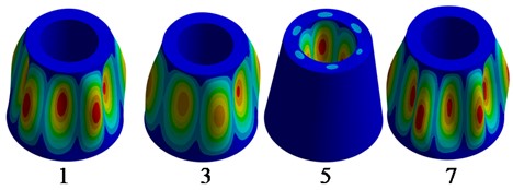 Vibration modes of the unfilled structures