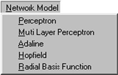 Network model menu item