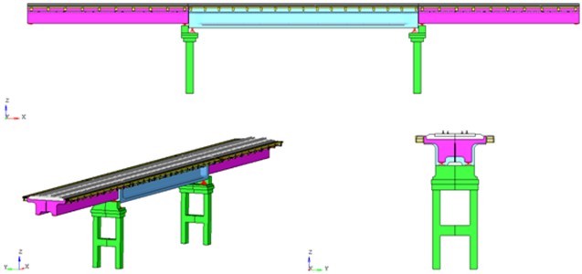 Deformable finite element model of the overpass. General view