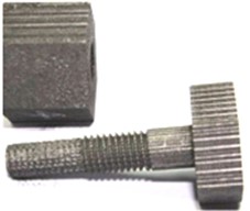 Three different tensile failure modes of C/C bolts: a) thread pull-off, b) pull-out between screw and bolt head, c) thread fracture at root, d) force-displacement curve corresponding to mode c)