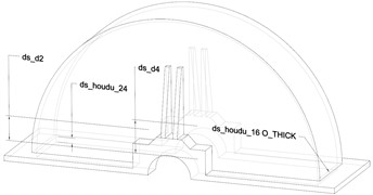 3D model and parameterized size of upper box lid