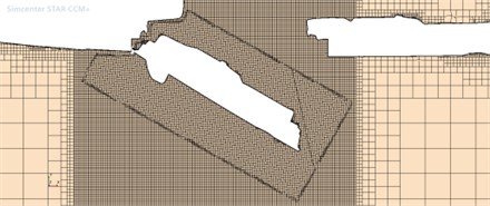 Mesh cross-section of overset zone