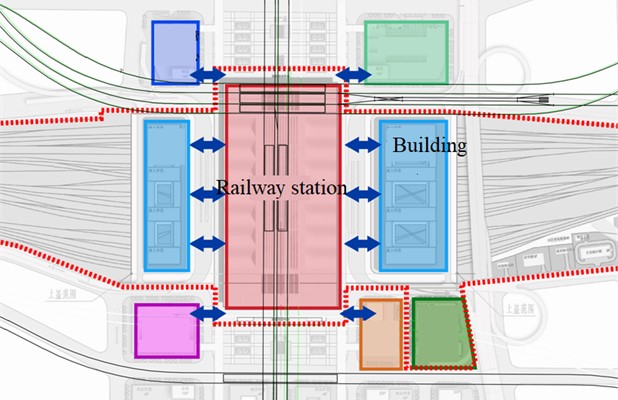 Plan view of the railway station