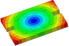 First 6 modal responses of the vibration isolation pads on the floating slab