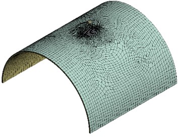 Finite element mesh of the rockfall impact problem