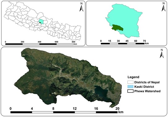 Map of the study area, Phewa Watershed