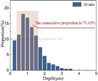 Pit depth characteristic statistics under different processing times