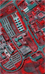 Images of Indian Pine, Pavia university and Pavia Centre: a) Indian Pine RGB three-band map  (R-G-B = 64-19-9); b) Indian Pine classification color map label; c) Pavia university RGB three-band  map (R-G-B = 81-14-21); d) Pavia University classification color map label; e) Pavia Centre  RGB three-band map (R-G-B = 11-31-42); f) Pavia Centre classification color map label