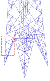 First five mode shapes of tower leg destruction model